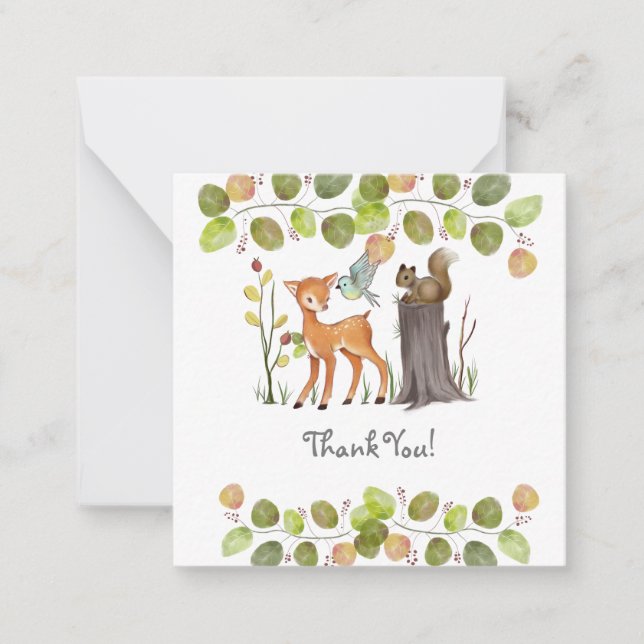 Thank You Note Cards Woodland Animals (Front)