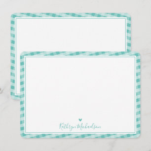 THANK YOU NOTE cute gingham pattern pretty mint