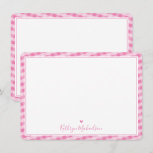 THANK YOU NOTE cute gingham pattern pretty pink