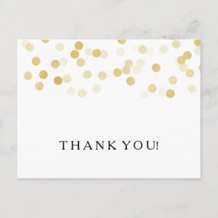Thank You Note Faux Gold Foil Glitter Lights Postcard