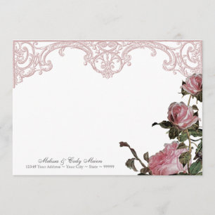 Thank You Note Flat Cards - Trellis Rose Vintage
