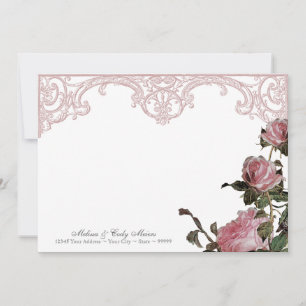 Thank You Note Flat Cards - Trellis Rose Vintage