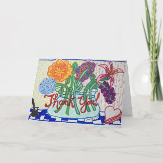 THANK YOU NOTE FLOWERS,Impressionist Style Card