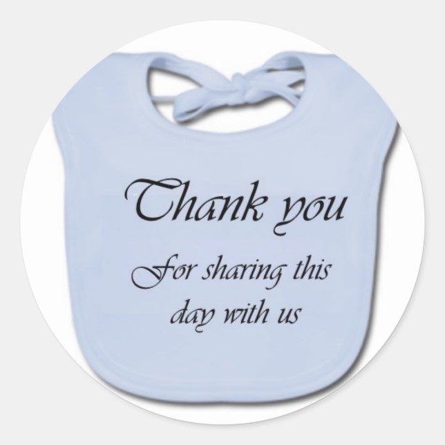 Thank you note for baby showers - blue classic round sticker (Front)