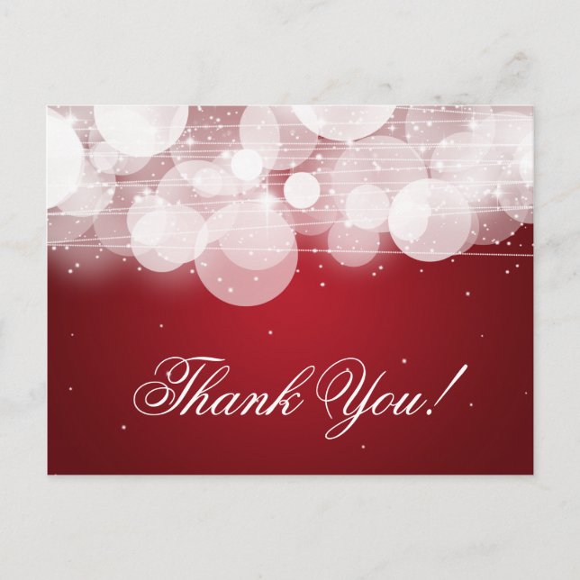 Thank You Note Glow & Sparkle Red Postcard (Front)