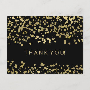 Thank You Note Gold Foil Confetti Postcard