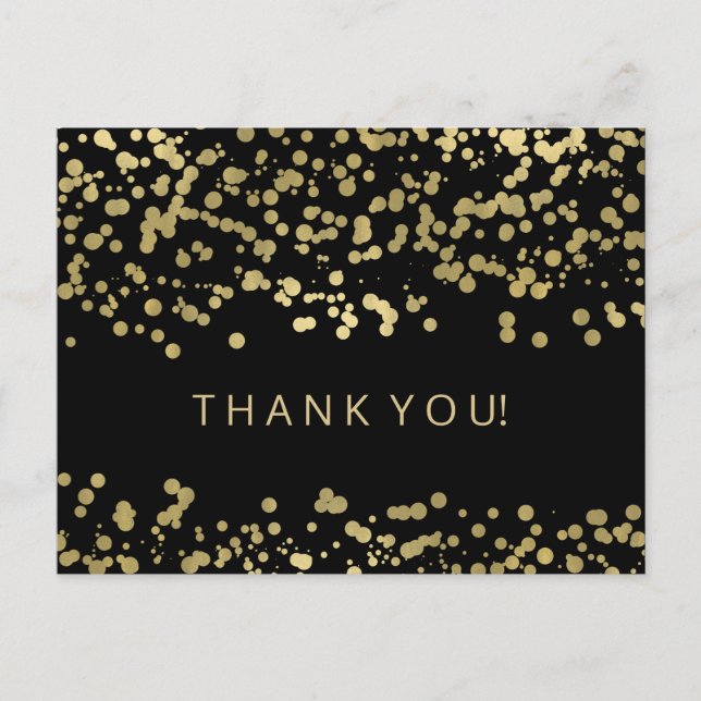 Thank You Note Gold Foil Confetti Postcard (Front)