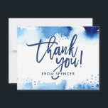 THANK YOU NOTE hand lettered navy blue watercolor Invitation<br><div class="desc">by kat massard >>> kat@simplysweetPAPERIE.com <<< A simple, stylish way to say thank you to your guest's for attending your child's BAR MITZVAH Setup as a template it is simple for you to add your own details, or hit the customise button and you can add or change text, fonts, sizes...</div>