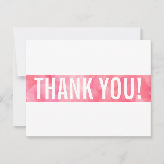 THANK YOU NOTE modern bold block coral pink gold Card (Front)
