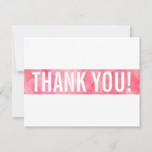 THANK YOU NOTE modern bold block coral pink gold Card