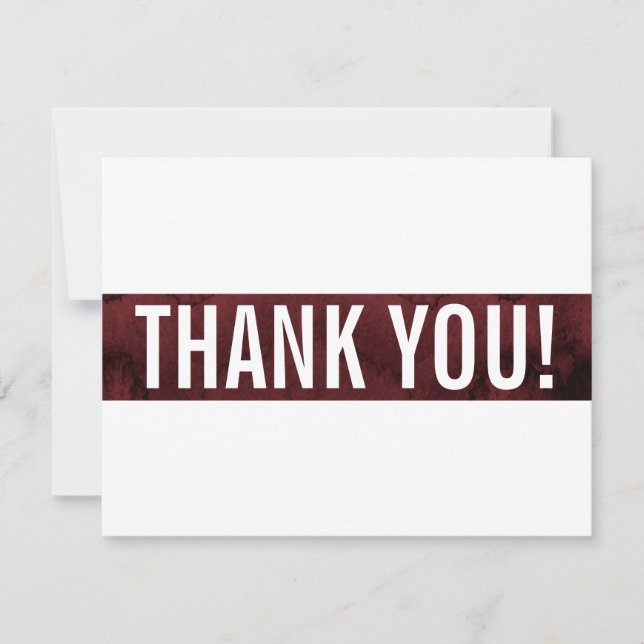 THANK YOU NOTE modern bold block maroon red gold (Front)