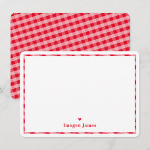THANK YOU NOTE modern cute check heart bold red
