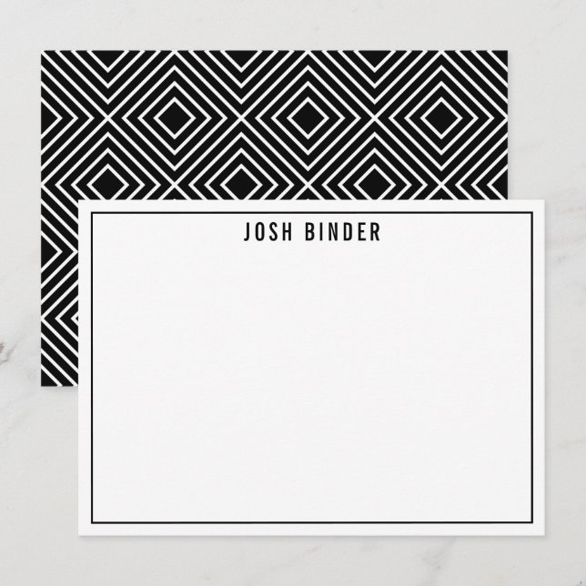 THANK YOU NOTE modern minimal name black white Card (Front/Back)
