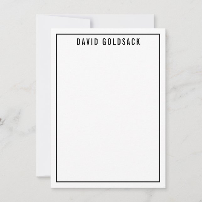 THANK YOU NOTE modern simple name black white Card (Front)