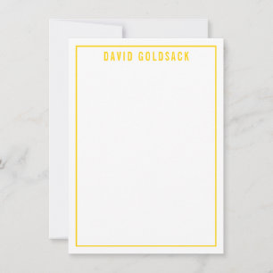 THANK YOU NOTE modern simple name sunny yellow Card