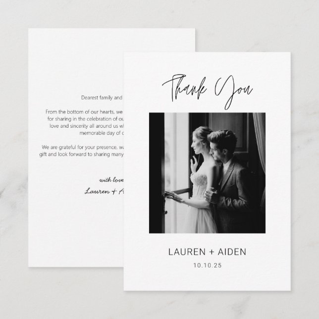Thank you note Modern Wedding Photo (Front/Back)