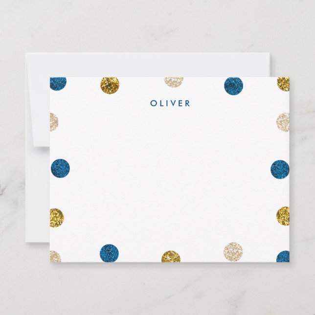 Thank You Note, Navy Blue and Gold Glitter Card (Front)