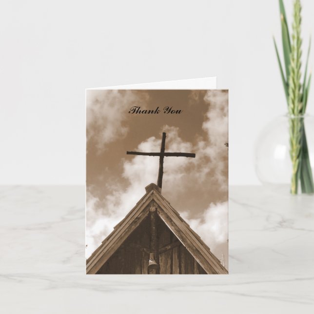 Thank You Note, Old Church Sepia, Blank Inside Card (Front)