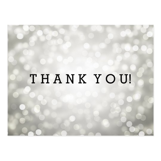 Thank You Note Silver Glitter Lights Postcard