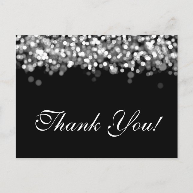 Thank You Note Silver Lights Postcard (Front)