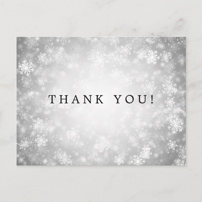 Thank You Note Silver Winter Wonderland Postcard (Front)
