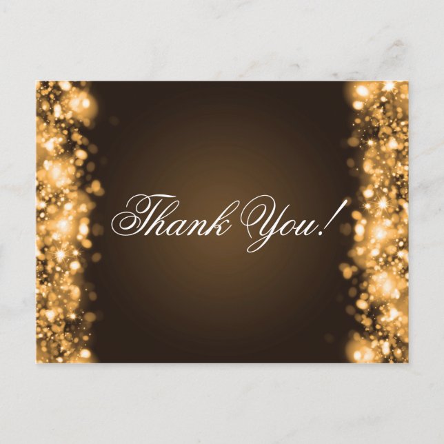 Thank You Note Sparkling Lights Gold Postcard (Front)