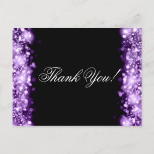 Thank You Note Sparkling Lights Purple Postcard