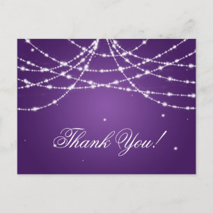 Thank You Note Sparkling String Purple Postcard