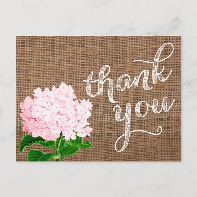 thank you note, thank you postcard, burlap postcard (Front)