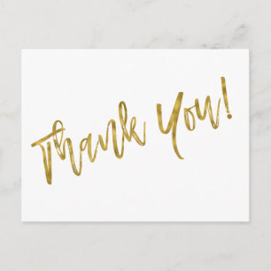 Thank You Note with Faux Gold Foil Postcard