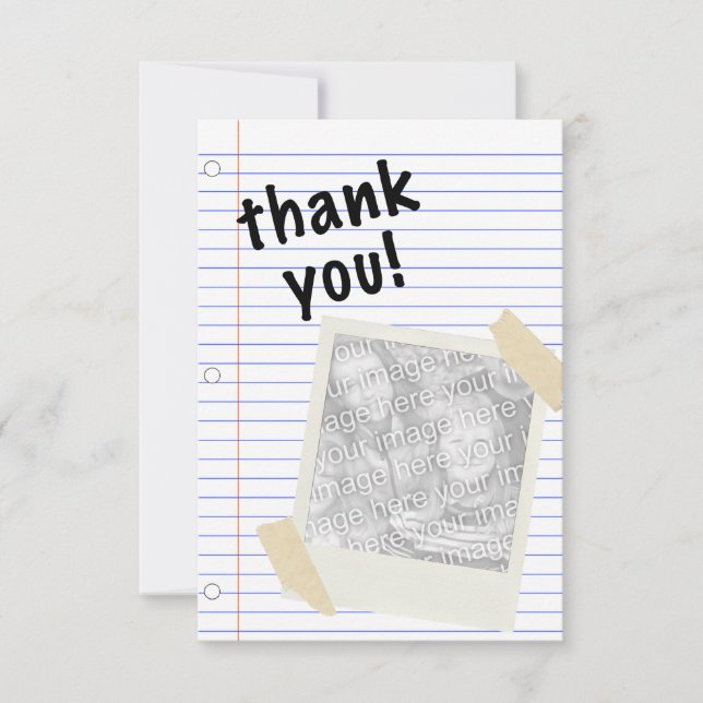 thank you notebook paper invitation (Front)