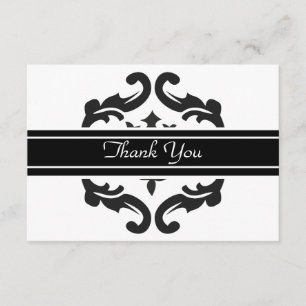 Thank You Notelets in Stylish Black & White Damask Card