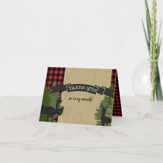 Thank You Notes Baby Boy Lumberjack Plaid Shower (Front)