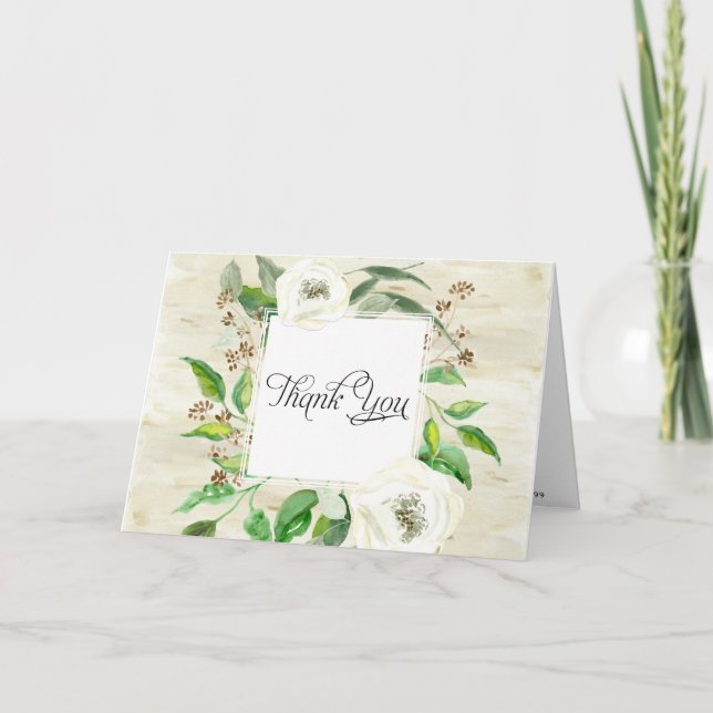 Thank You Notes Bridal Wedding Boho Leaf Wooden (Front)