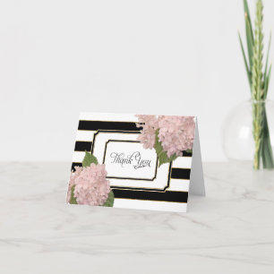 Thank You Notes Hydrangeas Floral Art Deco Striped
