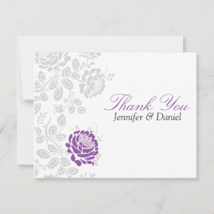 Thank You Notes Lavender and Grey Damask Invitation