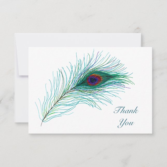 Thank You Notes, Peacock Feathers Card (Front)