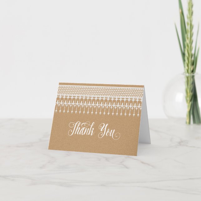 Thank You Notes Rustic Vintage Lace Kraft Paper (Front)