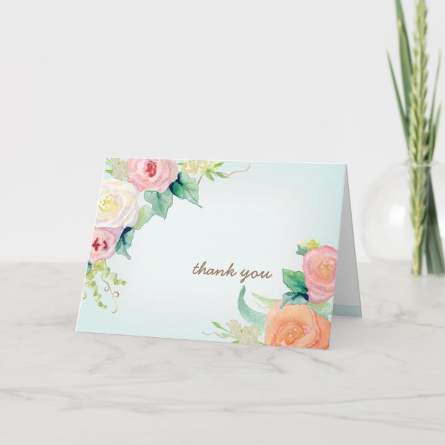 Thank You Notes Simple Modern Watercolor Floral (Front)