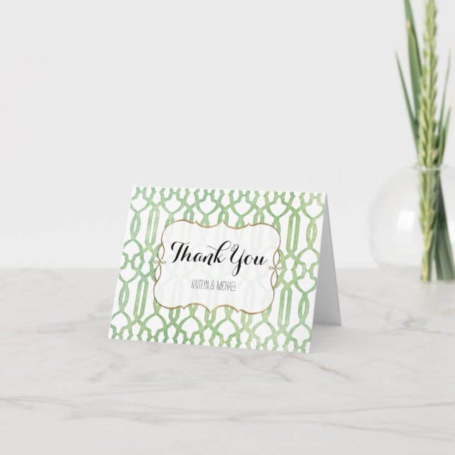 Thank You Notes Watercolor Garden Trellis Pattern (Front)