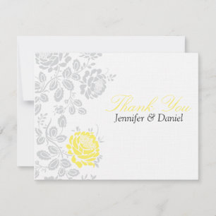 Thank You Notes Yellow and Grey Damask