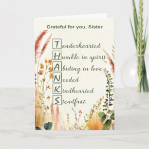 Thank You Nun Religious Life Acrostic Wildflower Card