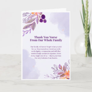 Thank You Nurse Card From Our Whole Family
