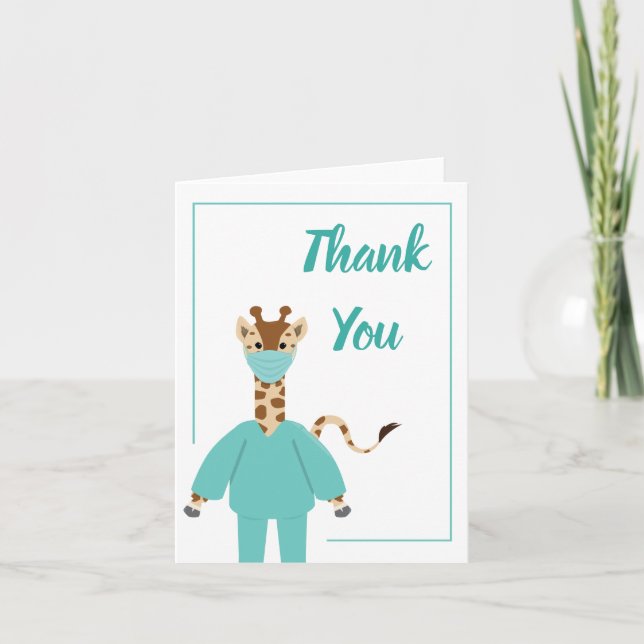 Thank You Nurse Doctor Giraffe Cartoon Animal (Front)