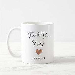 Thank You Nurse   Handwritten Script and Heart Coffee Mug
