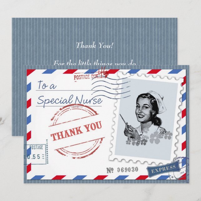 Thank You Nurse. Retro Nurse Custom Card (Front/Back)