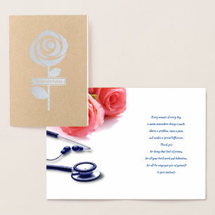 Thank You, Nurse. Roses and Stethoscope Foil Card