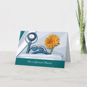 Thank You Nurse. Stethoscope and Daisy Card