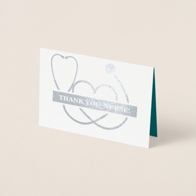 Thank You, Nurse.  Stethoscope and Daisy Luxury Foil Card (Front)