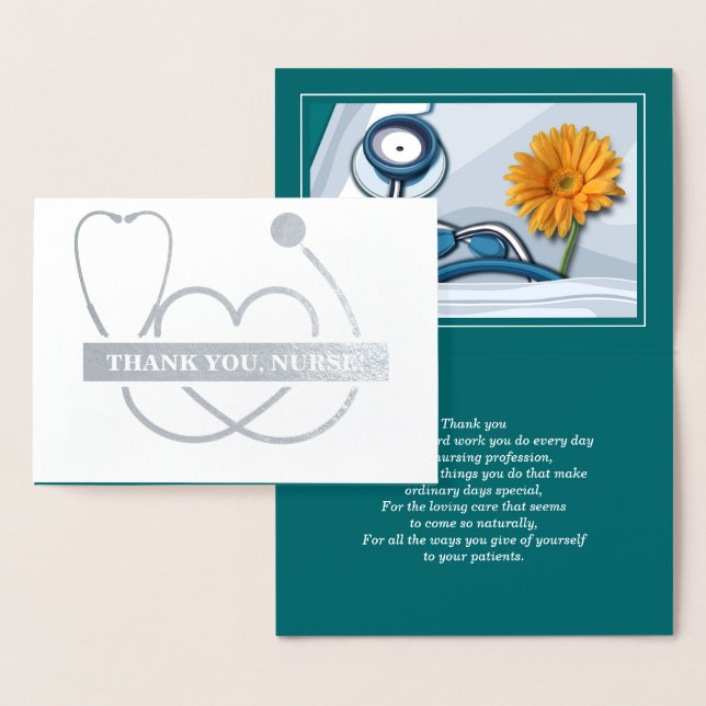 Thank You, Nurse. Stethoscope and Spring Daisy Foil Card (Display)